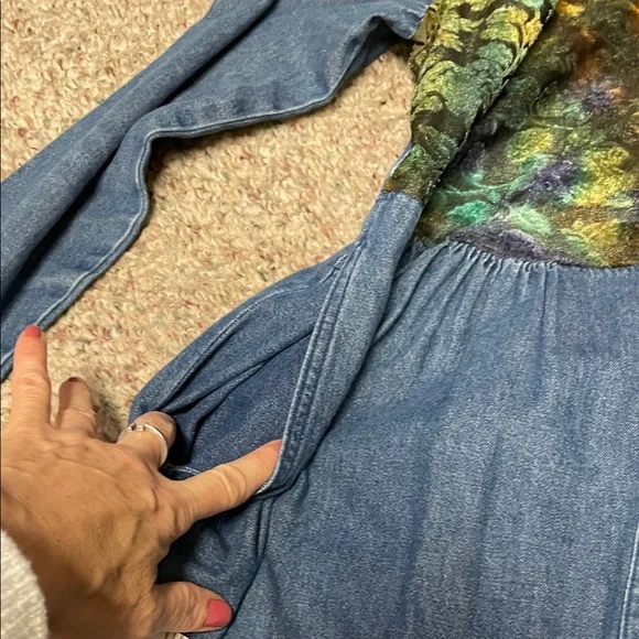 Vintage 90s Denim long sleeve Women's button front Dress- like new - Picture 8 of 10